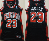 Women NBA Chicago Bulls #23 Jordan Black Dress Jersey
