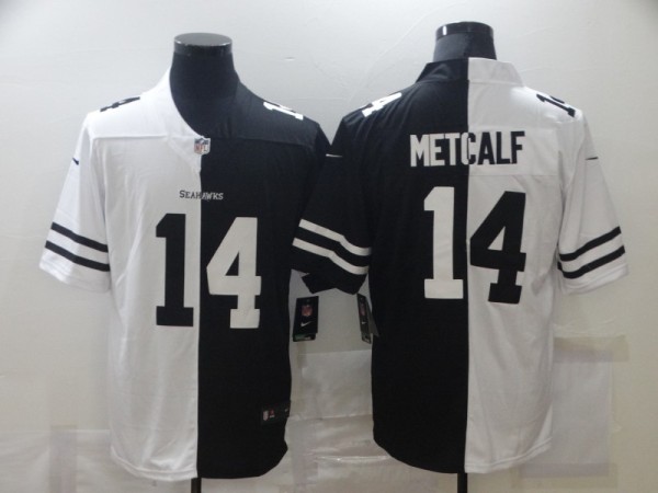 Men's Seattle Seahawks #14 D.K. Metcalf Black/White Split 2020 Vapor Untouchable Limited Jersey