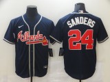 MLB Atlanta Braves #24 Sanders Blue Game Nike Jersey