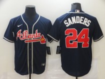MLB Atlanta Braves #24 Sanders Blue Game Nike Jersey