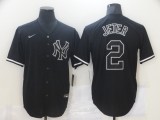MLB New York Yankees #2 Jeter Black Game Nike  Jersey