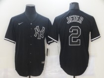 MLB New York Yankees #2 Jeter Black Game Nike  Jersey