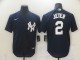 MLB New York Yankees #2 Jeter Navy Blue Game Nike Jersey