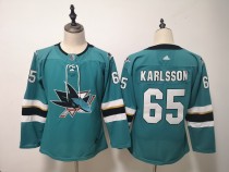 Youth Adidas Sharks #65 Erik Karlsson Teal Alternate Stitched NHL Jersey