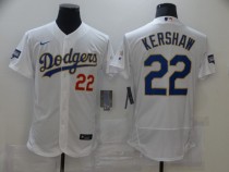MLB Los Angeles Dodgers #22 Clayton Kershaw White Gold Championship Flex Base Elite Jersey
