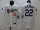 MLB Los Angeles Dodgers #22 Clayton Kershaw White Gold Championship Flex Base Elite Jersey