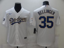 MLB Los Angeles Dodgers #35 Cody Bellinger White Gold Game Nike Jersey