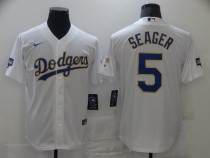MLB Los Angeles Dodgers #5 Corey Seager White Gold Game Nike Jersey