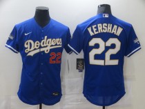 MLB Los Angeles Dodgers #22 Clayton Kershaw White Gold Championship Flex Base Elite Jersey
