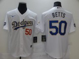MLB Los Angeles Dodgers #50 Mookie Betts White Gold Game Nike Jersey