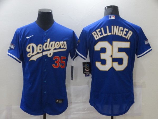 MLB Los Angeles Dodgers #35 Cody Bellinger Blue Gold Championship Flex Base Elite Jersey