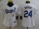 Women MLB Los Angeles Dodgers #8 & #24 Kobe Bryant With KB Patch White Gold Game Nike Jersey