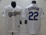 MLB Los Angeles Dodgers #22 Clayton Kershaw White Gold Game Nike Jersey