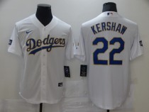 MLB Los Angeles Dodgers #22 Clayton Kershaw White Gold Game Nike Jersey