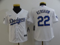 Youth MLB Los Angeles Dodgers #22 Clayton Kershaw White Gold Game Nike Jersey