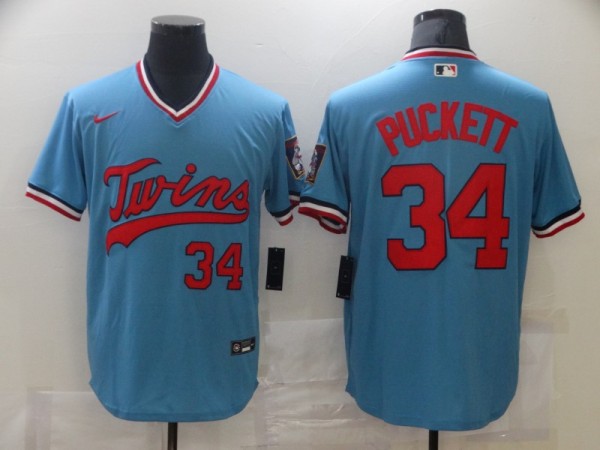 MLB Minnesota Twins #34 Puckett  Blue Game Nike Jersey