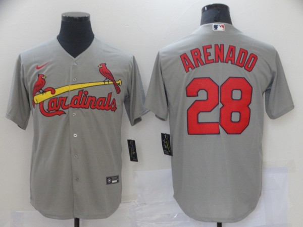MLB St. Louis Cardinals #28 Nolan Arenado Grey Game Nike Jersey