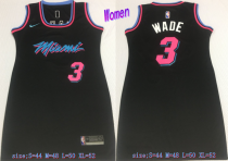 Women NBA Miami Heat Dwyane Wade Black Dress Jersey