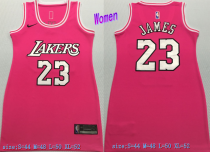 Women NBA Los Angeles Lakers #23 LeBron James Pink Dress Jersey