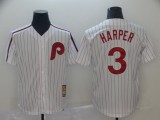 MLB Phillies #3 Bryce Harper White Thowback Jersey