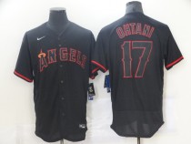 MLB Los Angeles Angels #17 Ohtani  Black Flex Base Elite Jersey
