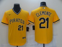 MLB Pittsburgh Pirates #21 Roberto Clemente Yellow Game Nike Jersey
