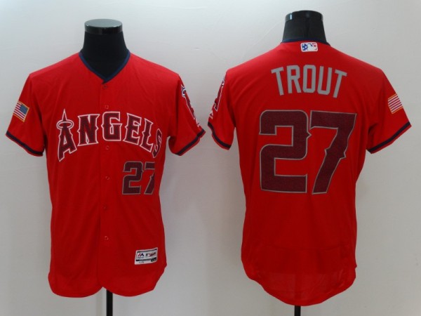 MLB Los Angeles Angels #27 Trout Red Flex Base Elite Jersey