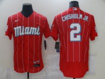 MLB Miami Marlins #2 Chisholm Jr Red Flex Base Elite Jersey