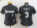 Women MLB Chicago White Sox #3 Baines Black 2021 City Jersey