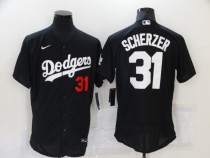 MLB Los Angeles Dodgers #31 Scherzer Black Flex Base Elite Jersey
