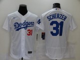 MLB Los Angeles Dodgers #31 Scherzer White Flex Base Elite Jersey