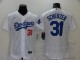 MLB Los Angeles Dodgers #31 Scherzer White Flex Base Elite Jersey