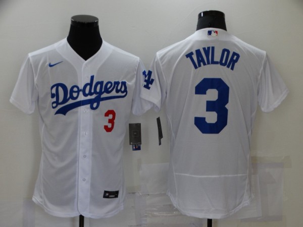 MLB Los Angeles Dodgers #3 Taylor White Flex Base Elite Jersey