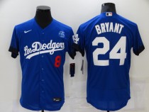 MLB Los Angeles Dodgers Front #8 Back #24 Kobe Bryant 2021 Royal City Connect Flex Base Elite Jersey