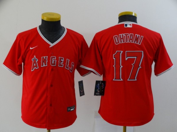 Youth MLB Los Angeles Angels #17 Ohtani Red Game Nike Jersey