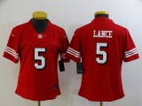 Women San Francisco 49ers #5 Trey Lance Red Scarlet  Alternate Vapor Limited Jersey