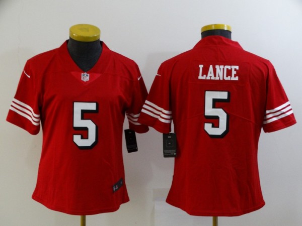 Women San Francisco 49ers #5 Trey Lance Red Scarlet  Alternate Vapor Limited Jersey