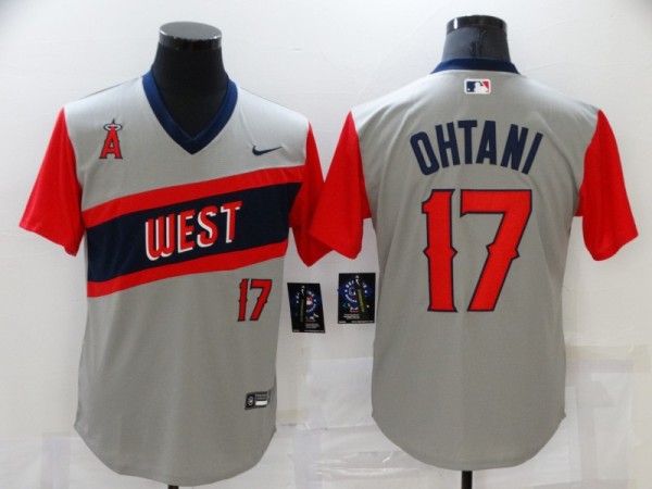 MLB Los Angeles Angels #17 Ohtani Grey Game Nike Jersey