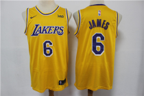 NBA  Los Angeles Lakers #6 LeBron James Yellow Jersey