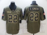 Men's Dallas Cowboys #22 E.Smith 2021 Olive Salute To Service Limited Jersey