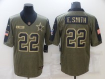 Men's Dallas Cowboys #22 E.Smith 2021 Olive Salute To Service Limited Jersey