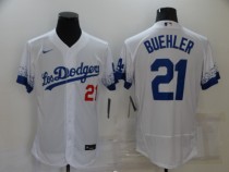 MLB Los Angeles Dodgers #21 Buehler 2021 White City Connect Flex Base Elite Jersey