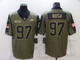 Men's Los Angeles Chargers #97 Bosa 2021 Olive Salute To Service Limited Jersey