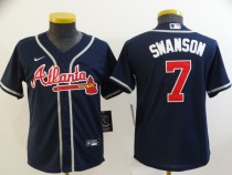 Youth MLB Atlanta Braves #7 Dansby Swanson Blue Game Nike Jersey