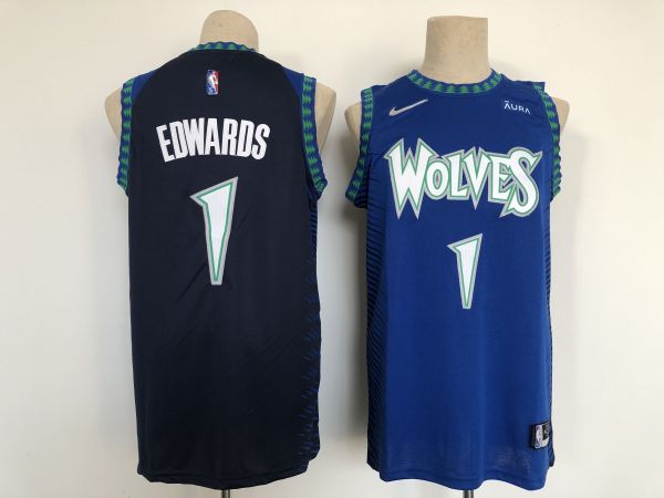 NBA Minnesota Timberwolves #1 Anthony Edwards Black 2021 Jersey