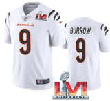 Men's Cincinnati Bengals #9 Joe Burrow White 2022 Super Bowl LVI Vapor Limited  Jersey