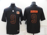 Men's Cincinnati Bengals #9 Joe Burrow Black Throwback Limited Jersey
