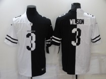 Men's Denver Broncos #3 Russell Wilson White/Black Split Limited Jersey