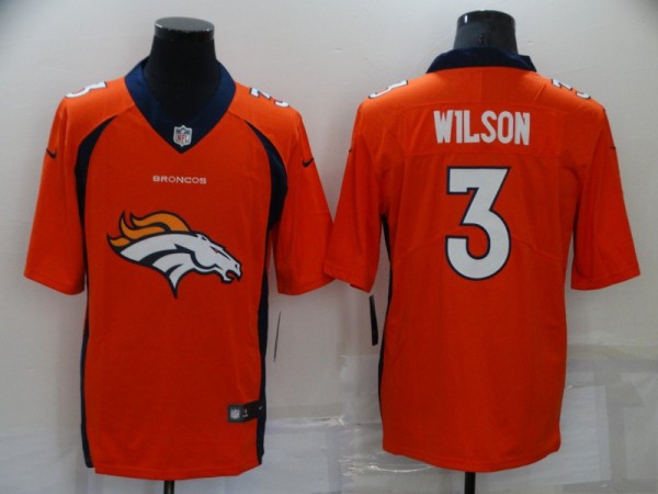 Men's Denver Broncos #3 Russell Wilson Orange Shadow Logo Limited Jersey