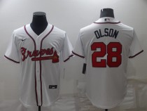 Men's Atlanta Braves #28 Matt Olson White Game Nike Jersey